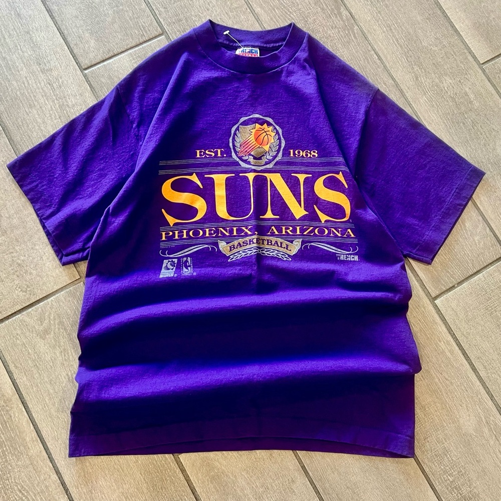 Vintage Phoenix Suns NBA Purple T-Shirt Men's L Basketball Trench Spellout 90s